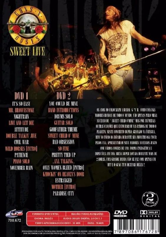 DVD - Guns N' Roses Sweet Live Duplo - Usa Records - Outros Música